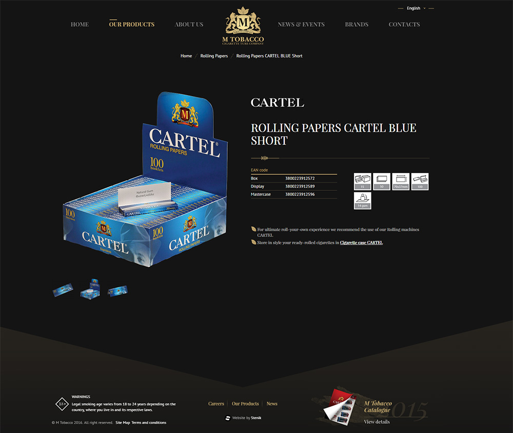 Web site for M Tobacco, M Tobacco - Web Sites, Stenik, StenikCMS